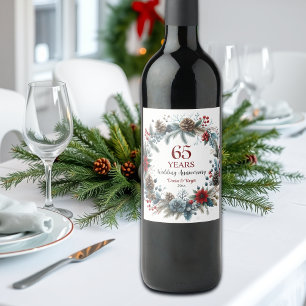 Étiquette Pour Bouteilles De Vin 65e anniversaire du Mariage Blue Sapphire Hiver