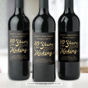 Étiquette Pour Bouteilles De Vin 80e anniversaire Années rétro dans le nom de fabri