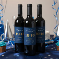 80e anniversaire Nom 1946 Blue Gold Elegant Chic