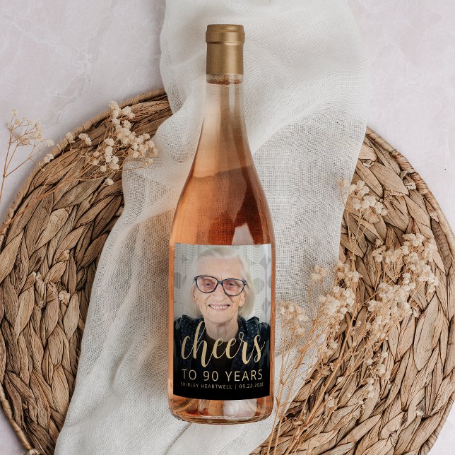 Étiquette Pour Bouteilles De Vin 90e anniversaire de la fête (Créateur téléchargé)