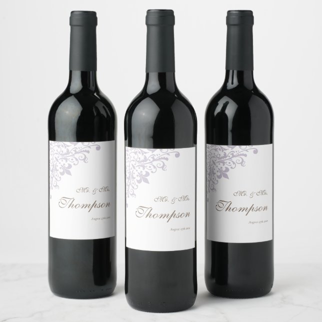 Étiquette Pour Bouteilles De Vin Accueil Mariage Fleur de Lis (Bouteilles)