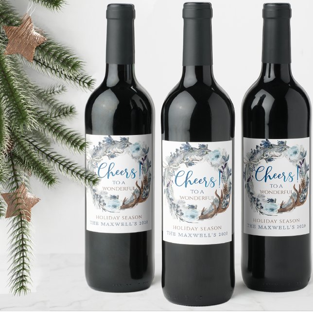 Étiquette Pour Bouteilles De Vin Accueil personnalisé, Noël/Nouvel An (Créateur téléchargé)