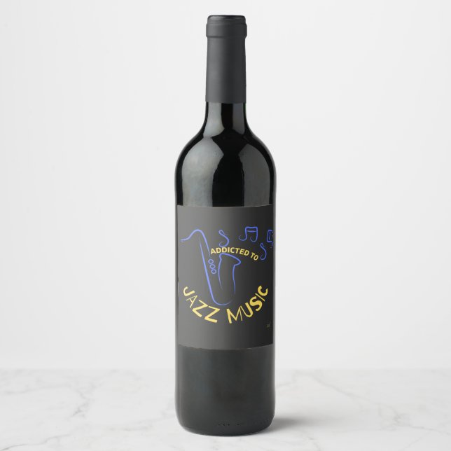 Étiquette Pour Bouteilles De Vin Addicé à la musique jazz (Devant)