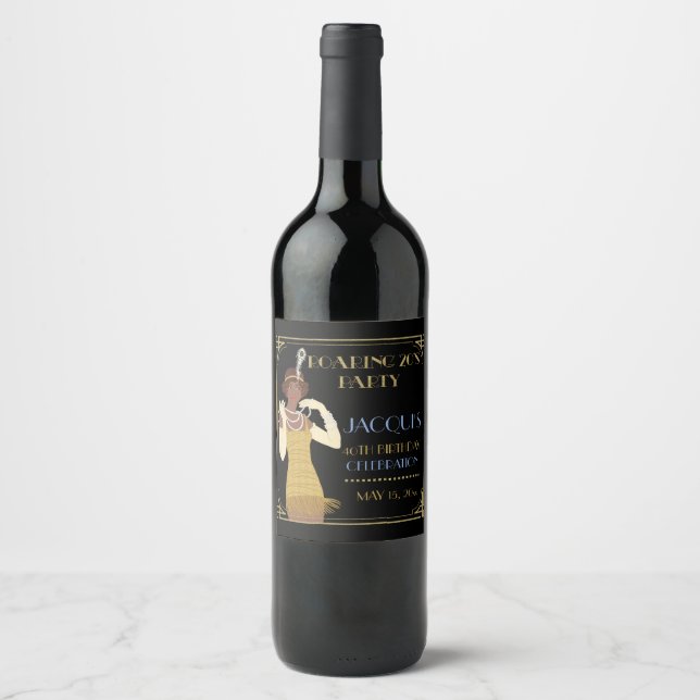 Étiquette Pour Bouteilles De Vin Afro-américain des années 20 (Devant)