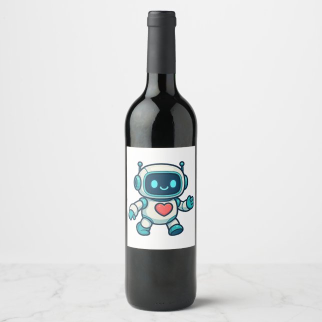 Étiquette Pour Bouteilles De Vin AI & Robot Characters (Devant)