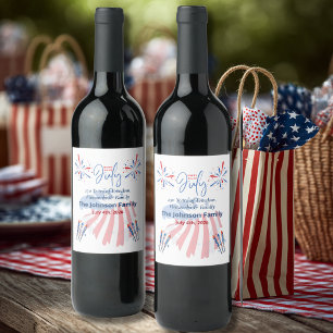Étiquette Pour Bouteilles De Vin Aigle chauve patriotique Amérique 250e 4 juillet