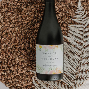 Étiquette Pour Bouteilles De Vin Airy Floral   Mariage personnalisé