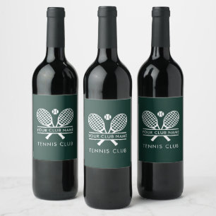 Étiquette Pour Bouteilles De Vin Ajouter le nom du club de tennis Green personnalis