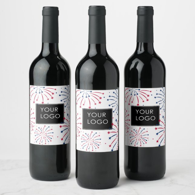 Étiquette Pour Bouteilles De Vin Ajouter un logo Entreprise Entreprise 4 juillet (Bouteilles)
