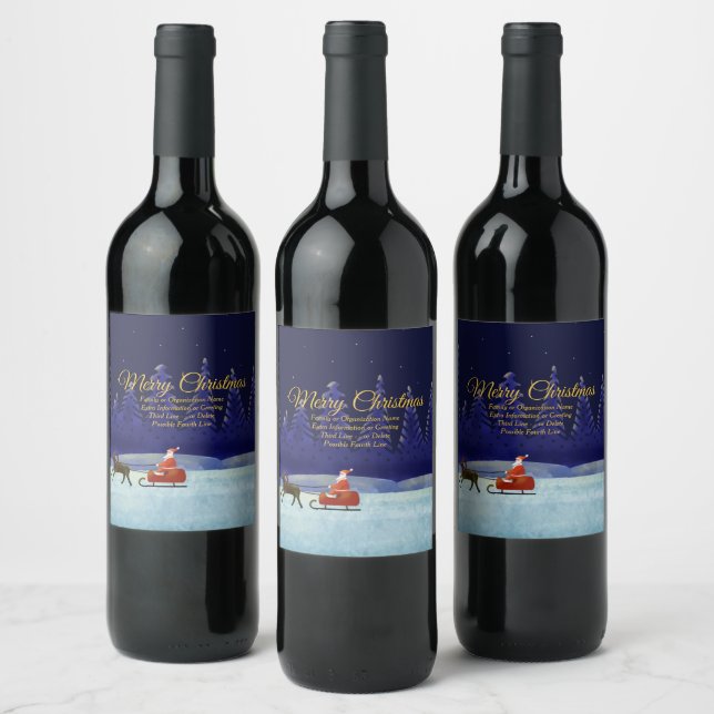 Étiquette Pour Bouteilles De Vin Ajouter un nom de famille / organisation Bleu + Pè (Bouteilles)