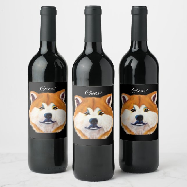 ÉTIQUETTE POUR BOUTEILLES DE VIN AKITA (Bouteilles)