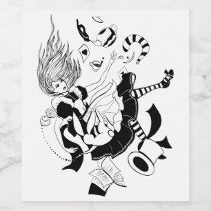 Étiquette Pour Bouteilles De Vin Alice au pays des merveilles. Illustration graphiq