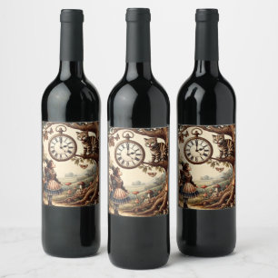 Étiquette Pour Bouteilles De Vin Alice et Chat du Cheshire : Fantaisie merveilleuse