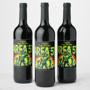 Étiquette Pour Bouteilles De Vin Aliens énigmatiques apparaissent près de la Zone 5