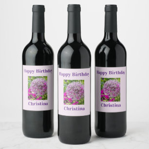 Étiquette Pour Bouteilles De Vin Allium & Fleurs d'été