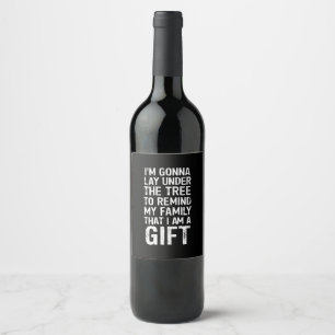 Étiquette Pour Bouteilles De Vin Allongez-Vous Sous Les Cadeaux De Famille De Noël 