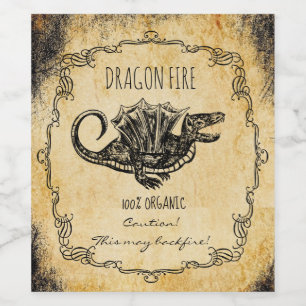 Étiquette Pour Bouteilles De Vin Alloween apothecaire feu de dragon vintage
