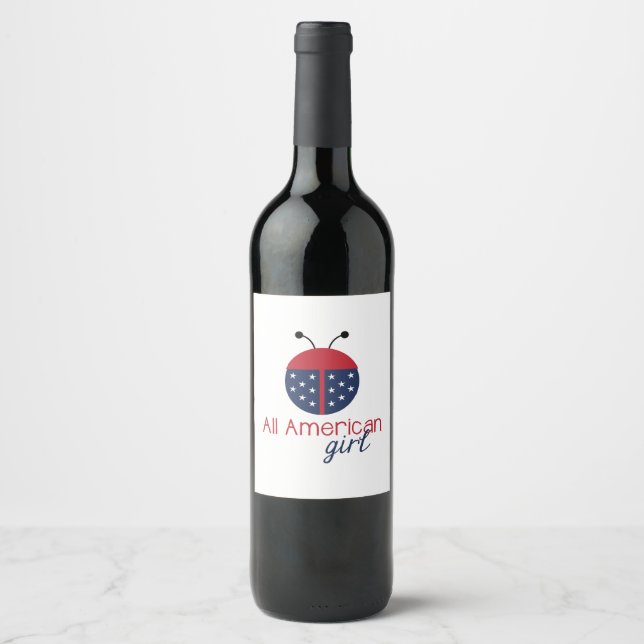Étiquette Pour Bouteilles De Vin American Girl (Devant)