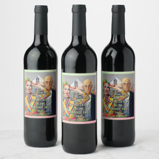 ÉTIQUETTE POUR BOUTEILLES DE VIN AMERICAN GOTHIC REVISITED