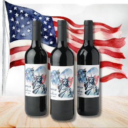 Étiquette Pour Bouteilles De Vin Amérique Mon Cœur de Feu 1776-2026 Patriotique