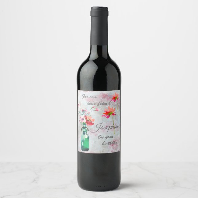 Étiquette Pour Bouteilles De Vin Ami spécial fête d'anniversaire (Devant)