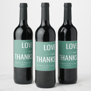 Étiquette Pour Bouteilles De Vin Amour Calme Turquoise Merci