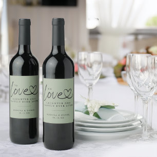 Étiquette Pour Bouteilles De Vin Amour Moderne Rire Heureusement Mariage Après