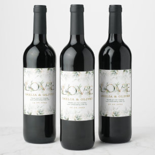 Étiquette Pour Bouteilles De Vin AMOUR   Verdure douce Eucalyptus Faveurs de mariag