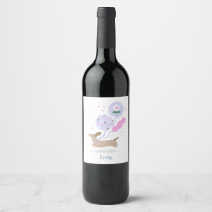 Étiquette Pour Bouteilles De Vin Amoureux des chiens de fête d'anniversaire Dachshu