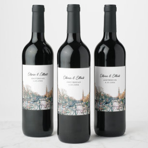 Étiquette Pour Bouteilles De Vin Amsterdam Mariage personnalisé