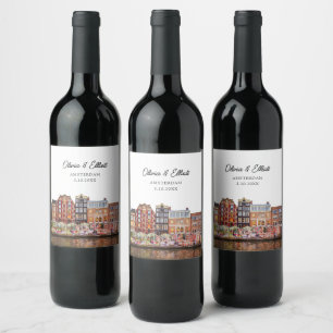 Étiquette Pour Bouteilles De Vin Amsterdam Wedding Favor Personnalisé