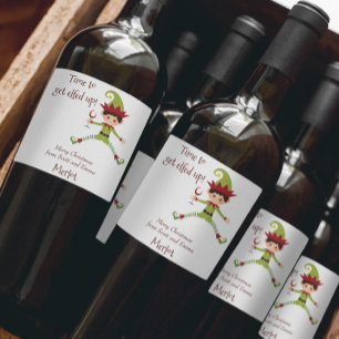 Étiquette Pour Bouteilles De Vin Amusant Elf Christmas Elfed Up Vin