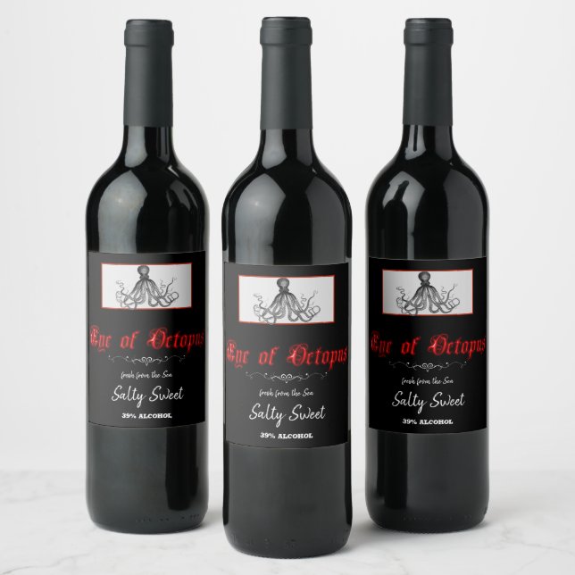 Étiquette Pour Bouteilles De Vin Amusement d'Halloween Œil de Poulpe (Bouteilles)