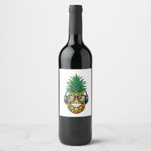 Étiquette Pour Bouteilles De Vin ananas avec lunettes