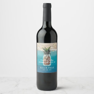 Étiquette Pour Bouteilles De Vin Ananas Jar String Lights Tropical Beach Mariage