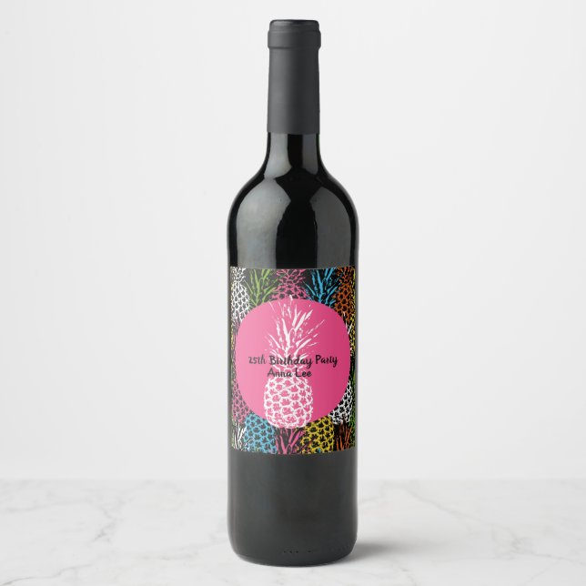 Étiquette Pour Bouteilles De Vin Ananas sauvage et sucré (Devant)