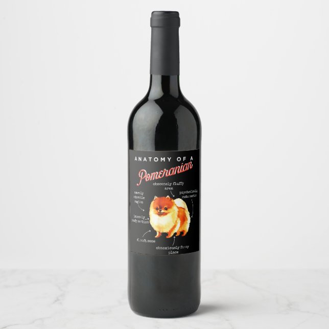 Étiquette Pour Bouteilles De Vin Anatomie D'Un Cadeau Poméranien De Zone Douce (Devant)