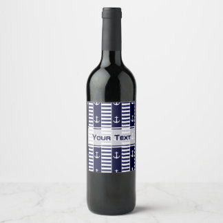 Étiquette Pour Bouteilles De Vin Ancrage de voile et motif à rayures