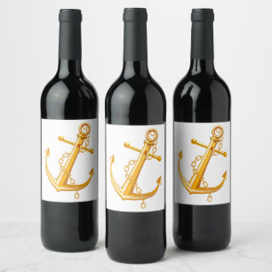 Étiquette Pour Bouteilles De Vin Ancre d'or nautique Mariage Beach Summer Party