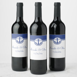 Étiquette Pour Bouteilles De Vin Ancre marine Blue Nautical