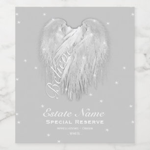 Étiquette Pour Bouteilles De Vin ANGEL WINGS 'Croire' Coeur magique
