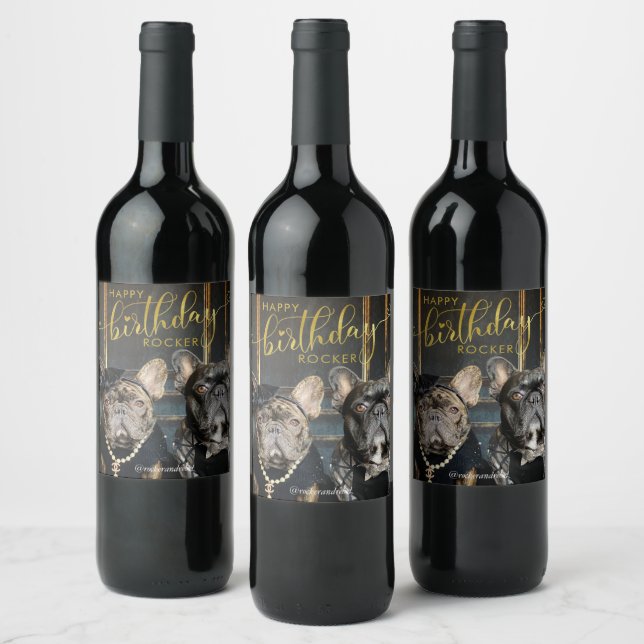Étiquette Pour Bouteilles De Vin Animaux de compagnie Anniversaire Ajouter photo et (Bouteilles)