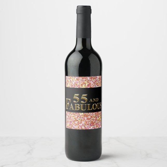 Étiquette Pour Bouteilles De Vin Anniversaire 55 ans (Devant)