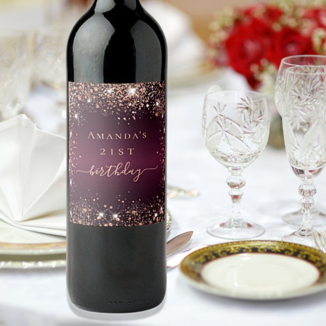 Étiquette Pour Bouteilles De Vin Anniversaire de la Bourgogne rose (Créateur téléchargé)