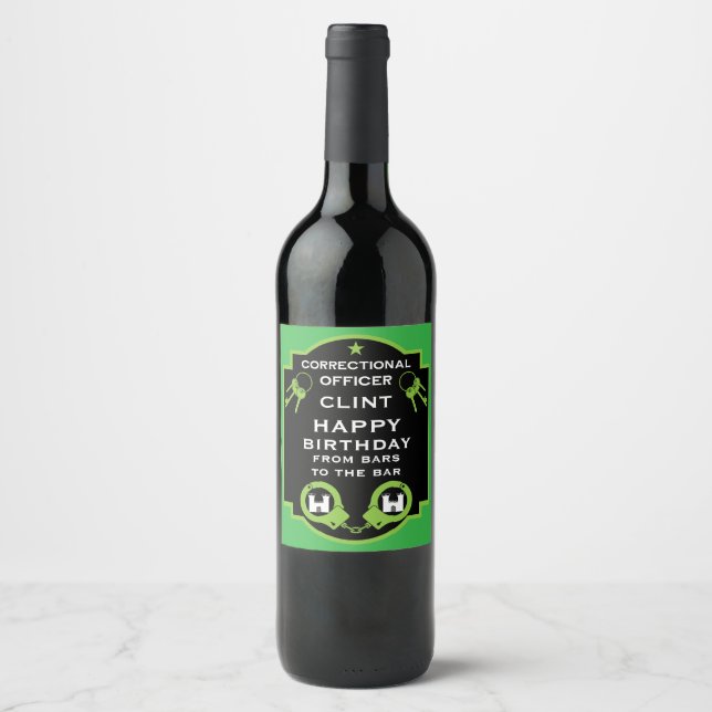 Étiquette Pour Bouteilles De Vin Anniversaire de l'agent pénitentiaire (Devant)