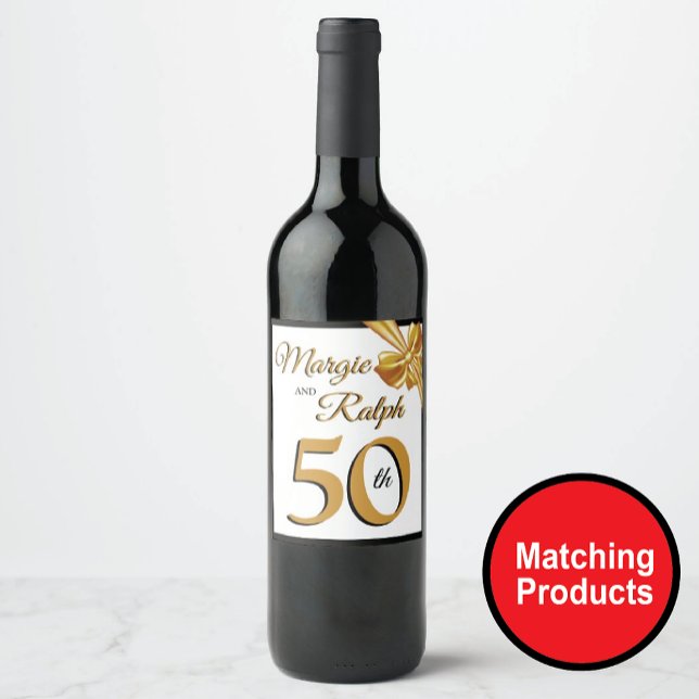 Étiquette Pour Bouteilles De Vin Anniversaire de mariage doré (Créateur téléchargé)
