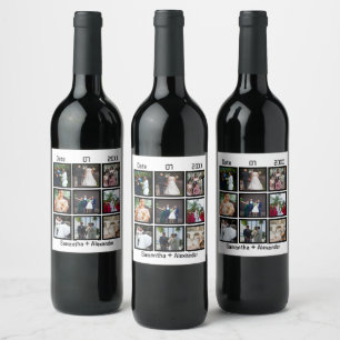 Étiquette Pour Bouteilles De Vin Anniversaire de mariage personnalisé moderne 9 pho