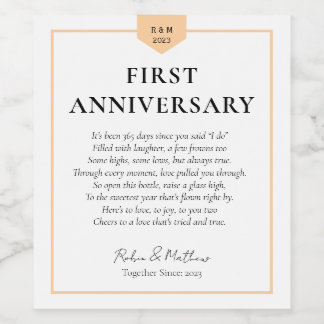 Étiquette Pour Bouteilles De Vin Anniversaire de mariage PREMIER ANNIVERSAIRE