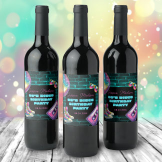 Étiquette Pour Bouteilles De Vin Anniversaire de Neon Disco dans les années 90