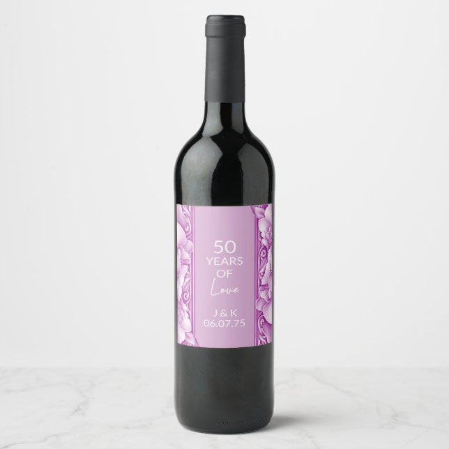 Étiquette Pour Bouteilles De Vin Anniversaire des Orchidées Mariages (Devant)